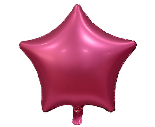 Balon foliowy GWIAZDA, matowa, ciemnoróżowa, 19 cali