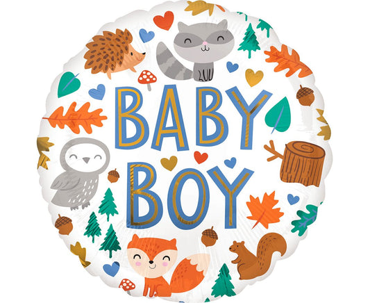 Balon foliowy 18 cali - ok. 46 cm Baby Boy Woodland Fun, zapakowany