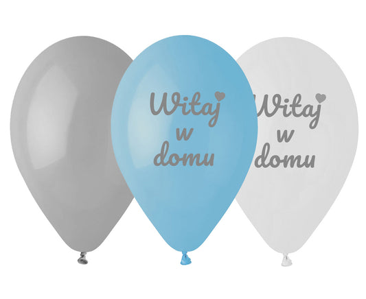 Balony Premium Witaj w domu, niebieskie, 12"/ 6 szt.