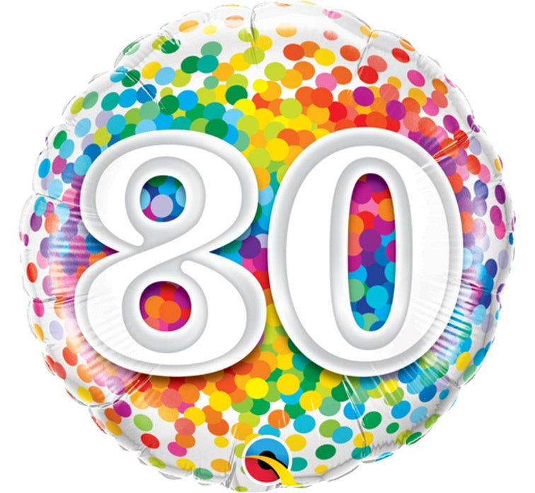 Balon foliowy Liczba 80, Urodziny, konfetti 18 cali