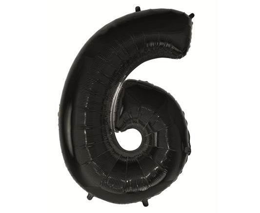 Balon foliowy CYFRA 6, B&C, czarna - 92 cm