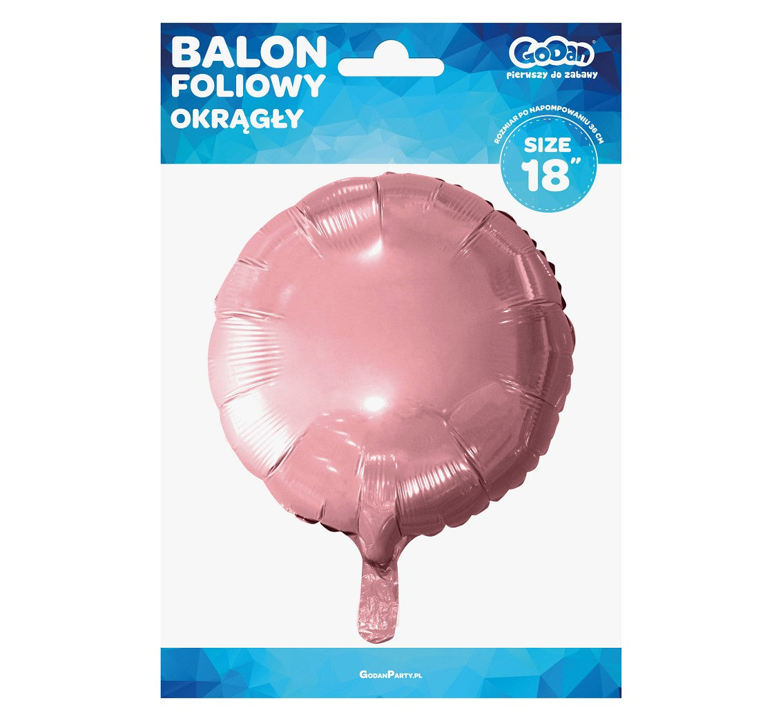 Balon foliowy OKRĄGŁY, jasnoróżowy, 18 cali