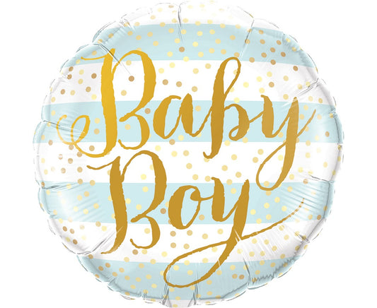 Balon foliowy 18 cali QL Baby Boy, niebieskie paski