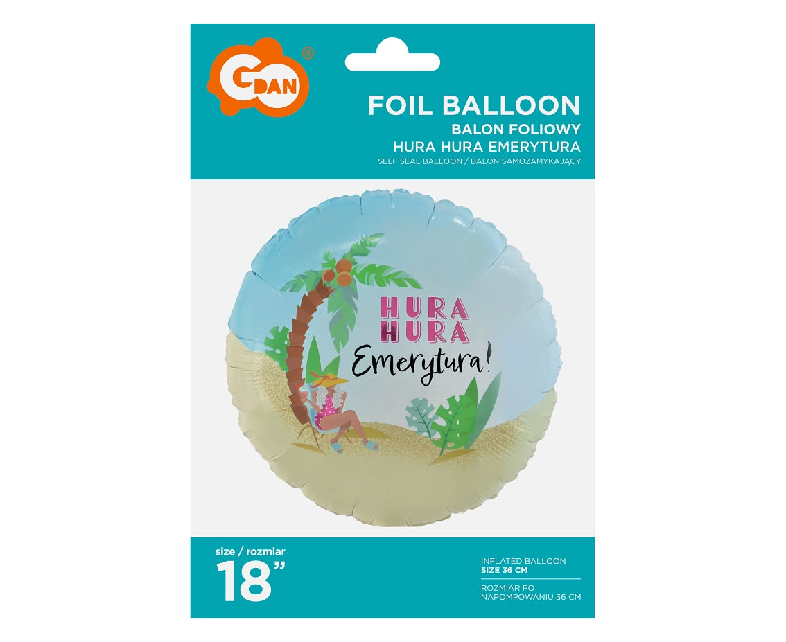 Balon foliowy HURA HURA Emerytura, 18 cali