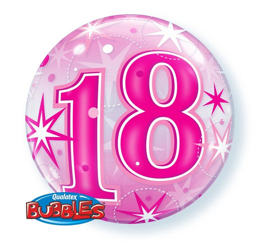 Balon foliowy LICZBA 18, Urodziny różowy Bubble, 22 cali QL