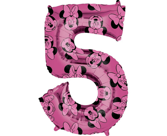 Balon foliowy cyfra 5 Myszka Minnie, fioletowy, 66 cm