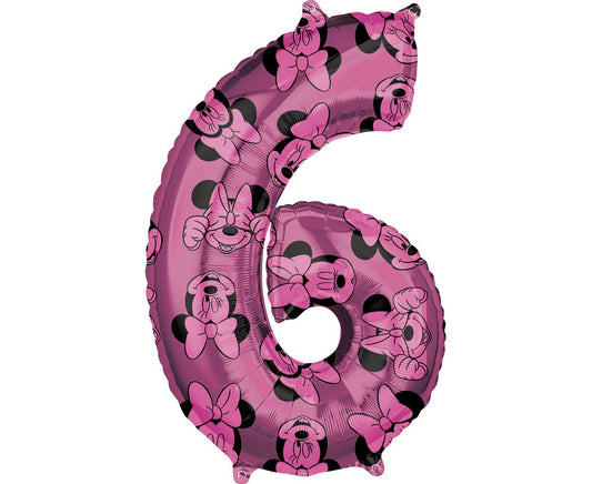 Balon foliowy cyfra 6 Myszka Minnie, fioletowy, 66 cm