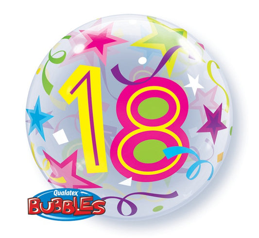 Balon foliowy LICZBA 18, Urodziny Bubble, 22 cali QL
