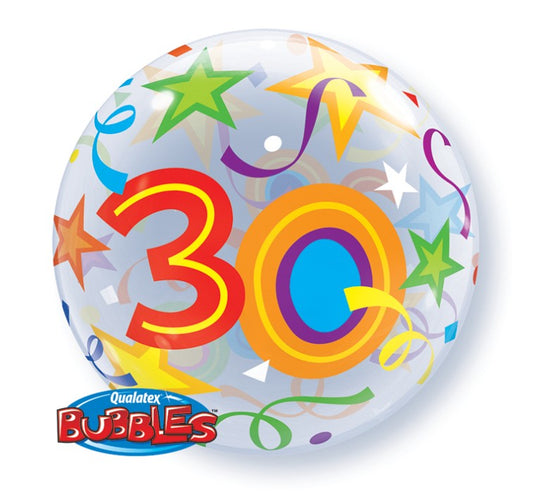 Balon foliowy Liczba 30, Urodziny, 22 cali QL Bubble