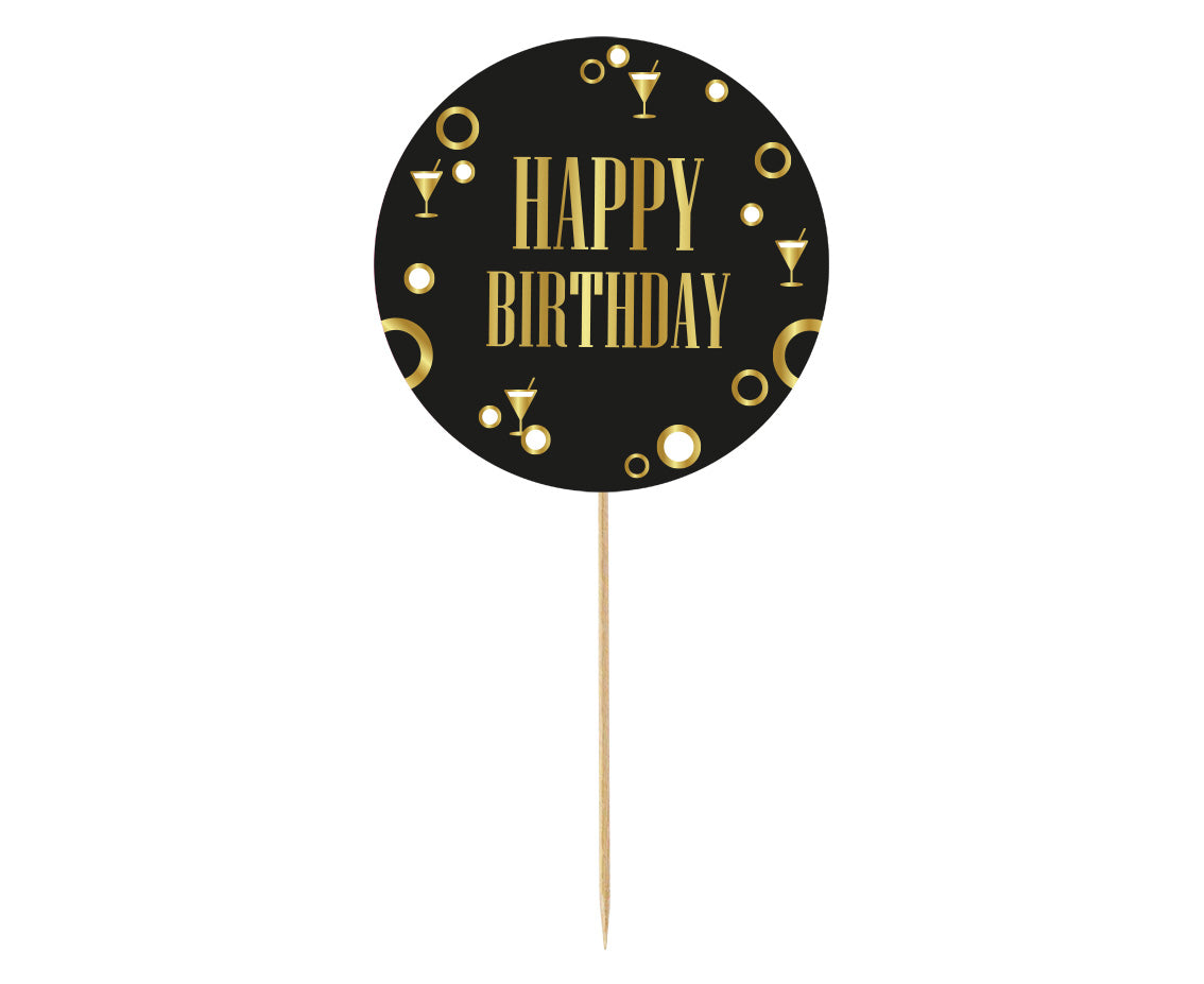 Dekoracja papierowa na tort B&G Party - Happy Birthday