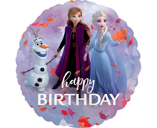 Balon foliowy 18 cali Frozen 2 Happy Birthday, zapakowany