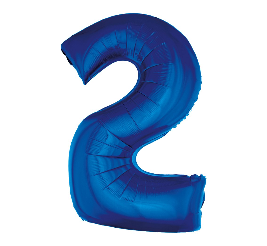 Balon foliowy Cyfra 2, niebieska, 92 cm