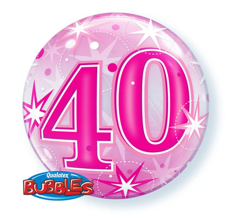 Balon foliowy LICZBA 40, Urodziny, różowy 22 cali QL Bubble