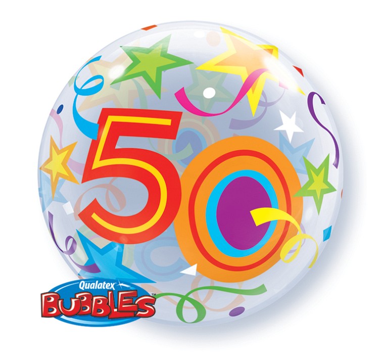 Balon foliowy LICZBA 50, Urodziny, 22 cali QL Bubble