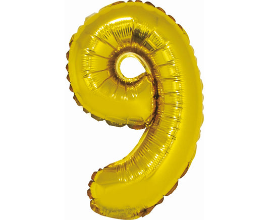 Balon foliowy Cyfra 9, złota, 35 cm