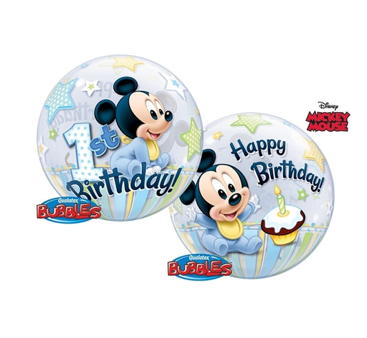 Balon foliowy Cyfra 1, Bubble - MICKEY Mouse 1 Urodziny, 22 cali QL