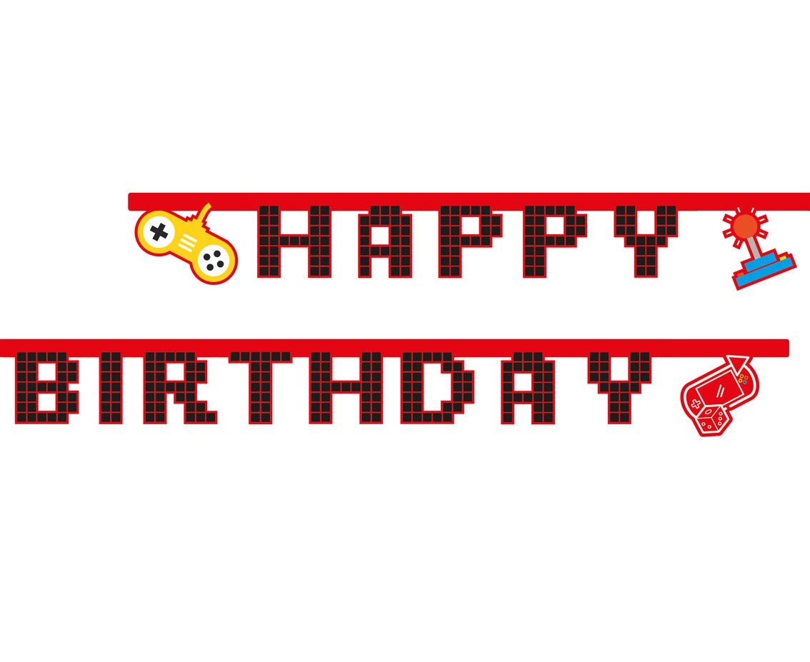 Banner Gaming Party - Happy Birthday, 200cm