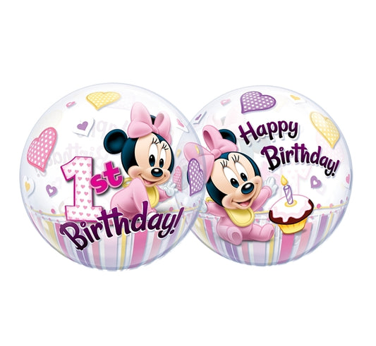Balon foliowy Cyfra 1, Bubble Minne Mouse 1 Urodziny, 22 cali QL