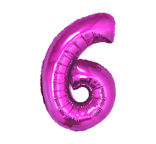 Balon foliowy Cyfra 6, różowa, 92 cm