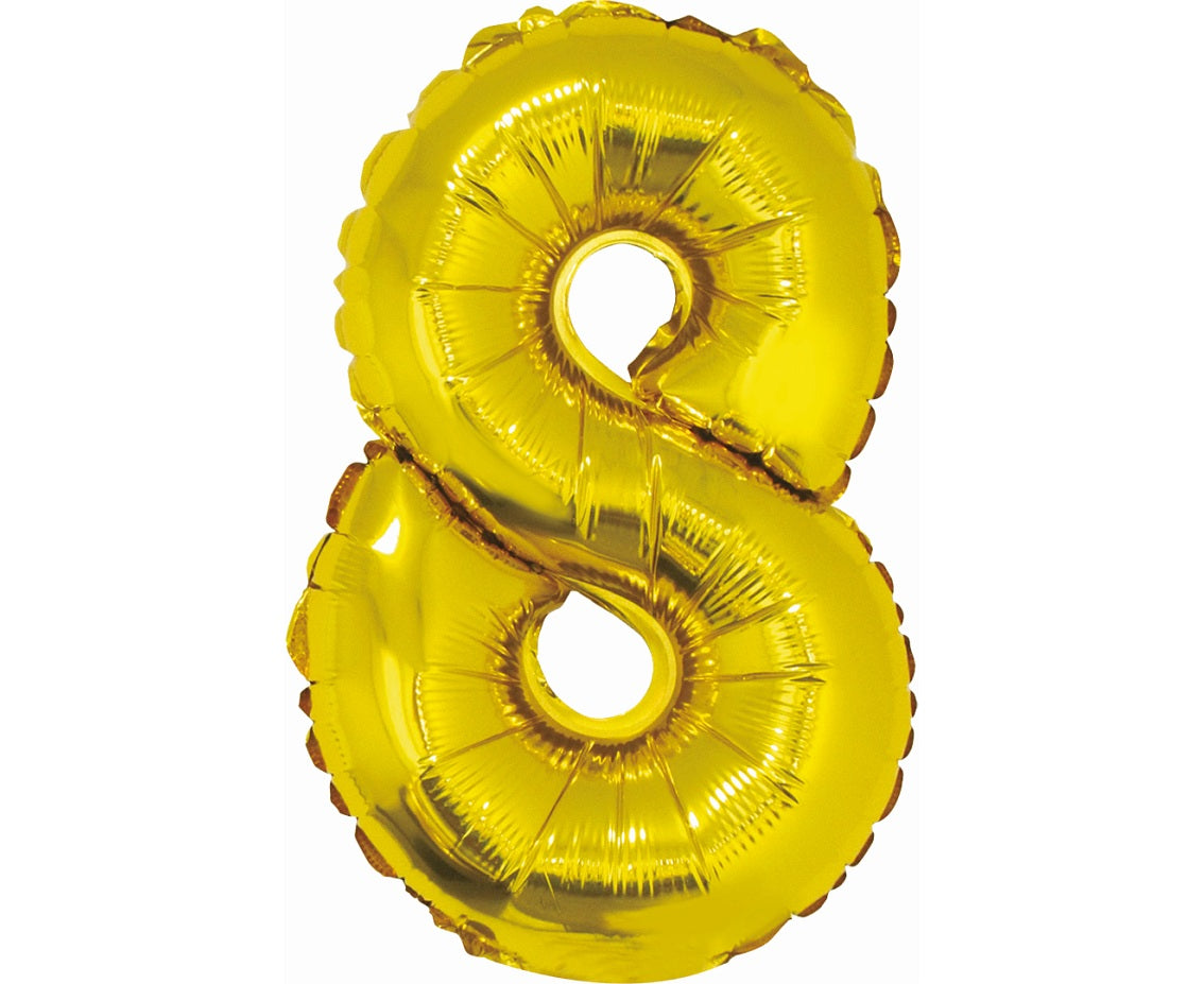 Balon foliowy Cyfra 8, złota, 35 cm