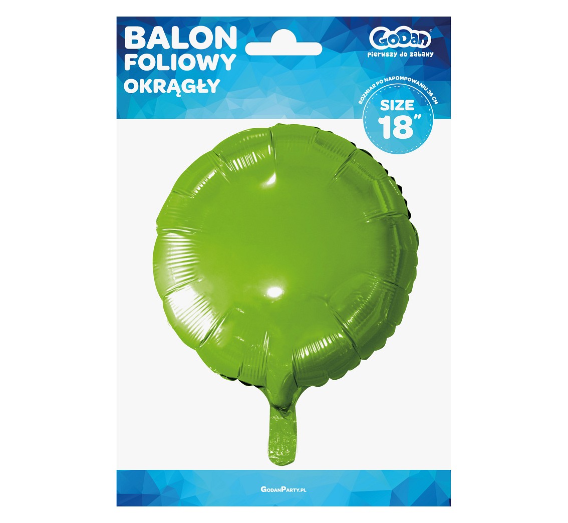 Balon foliowy OKRĄGŁY, jasnozielony, 18 cali