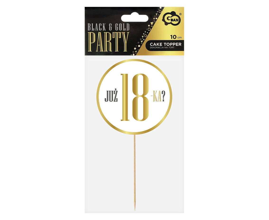 Dekoracja papierowa na tort B&G Party "Już 18-ka", biała