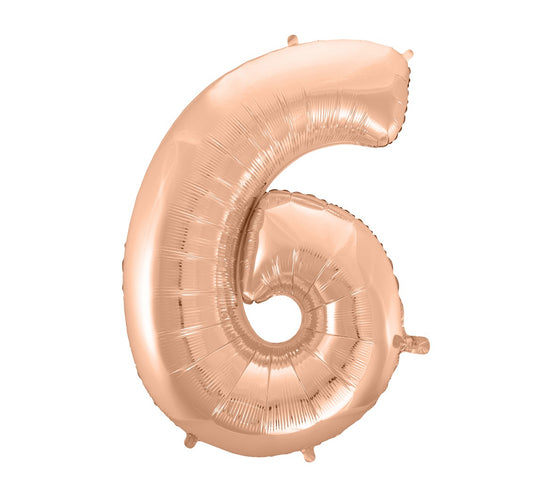 Balon foliowy Cyfra 6, różowo-złota, 92 cm