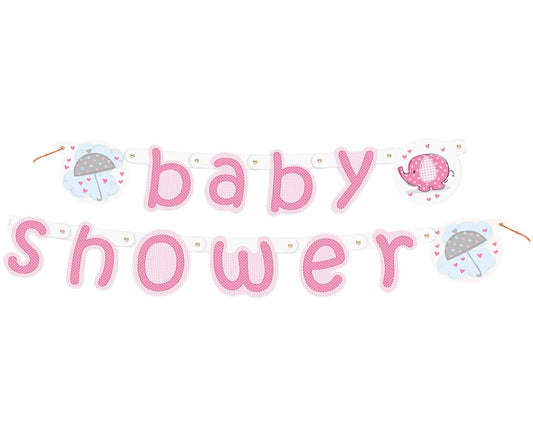 Baner Baby Shower - Słonik, różowy