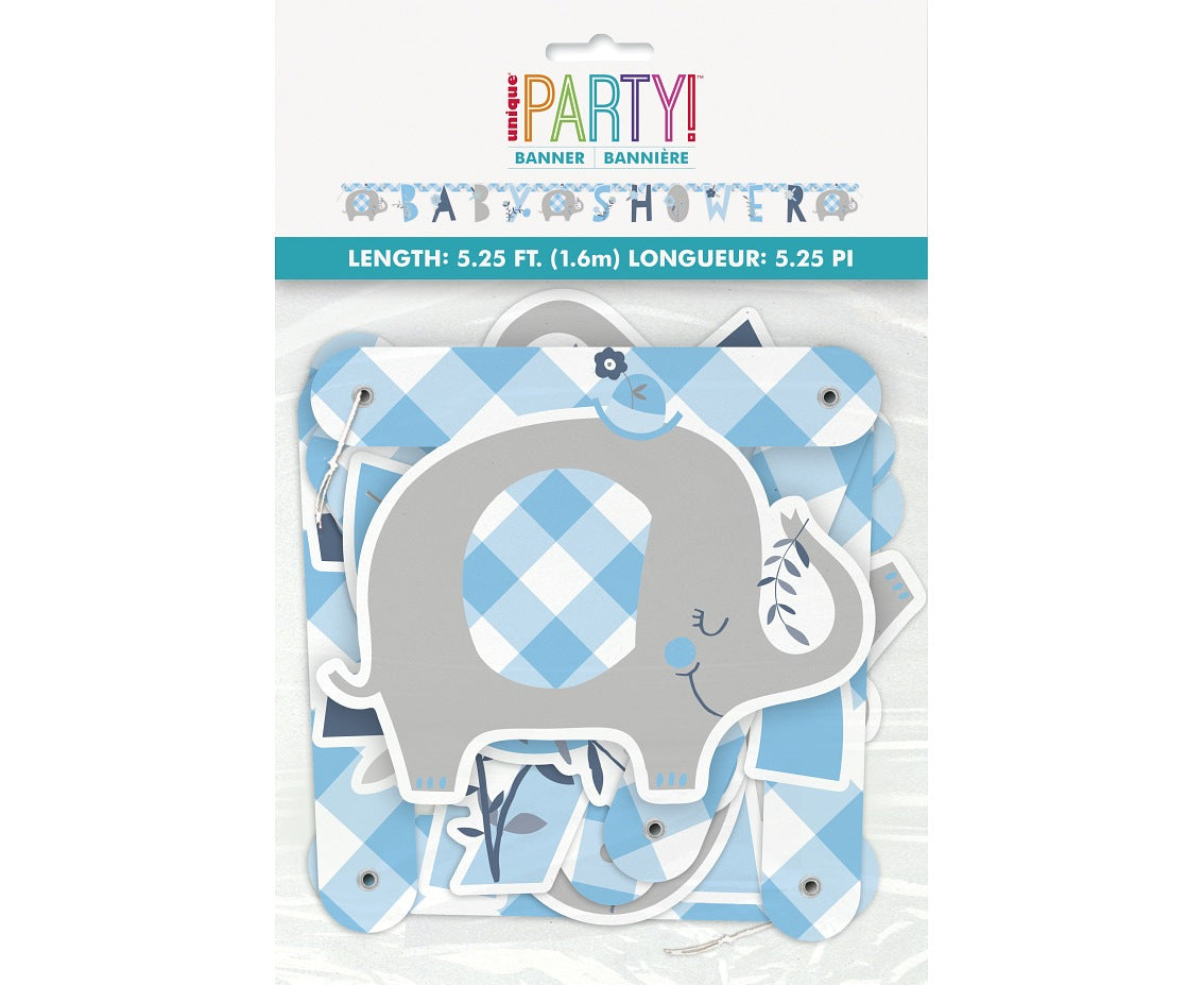 Girlanda papierowa Baby Shower Elephant Niebieska