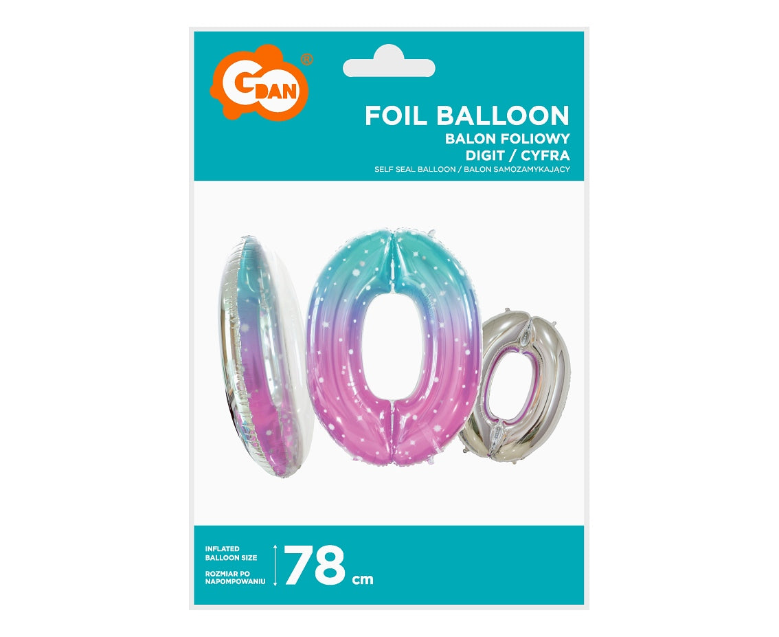 Balon foliowy Cyfra 0, Kosmos, 78 cm