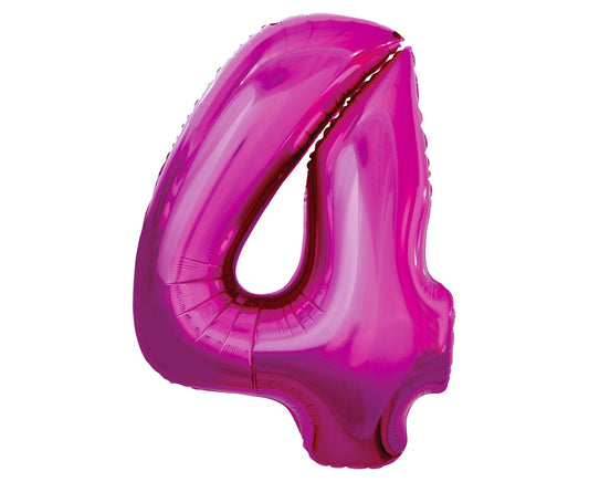 Balon foliowy Cyfra 4, różowa, 92 cm