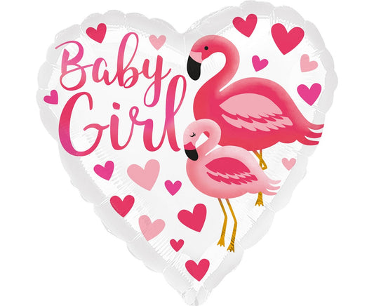 Balon foliowy Baby Girl Flamingi S40, 18 cali