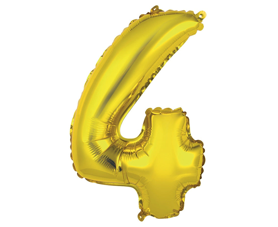 Balon foliowy Cyfra 4, złota, 35 cm