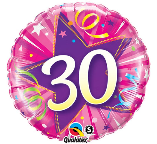 Balon foliowy Liczba 30, Urodziny, różowy 18 cali