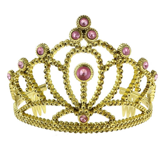 Diadem (korona) księżniczki z różowymi perłami