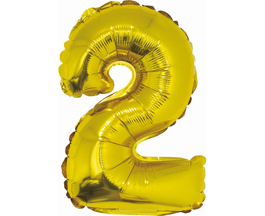 Balon foliowy Cyfra 2, złota, 35 cm