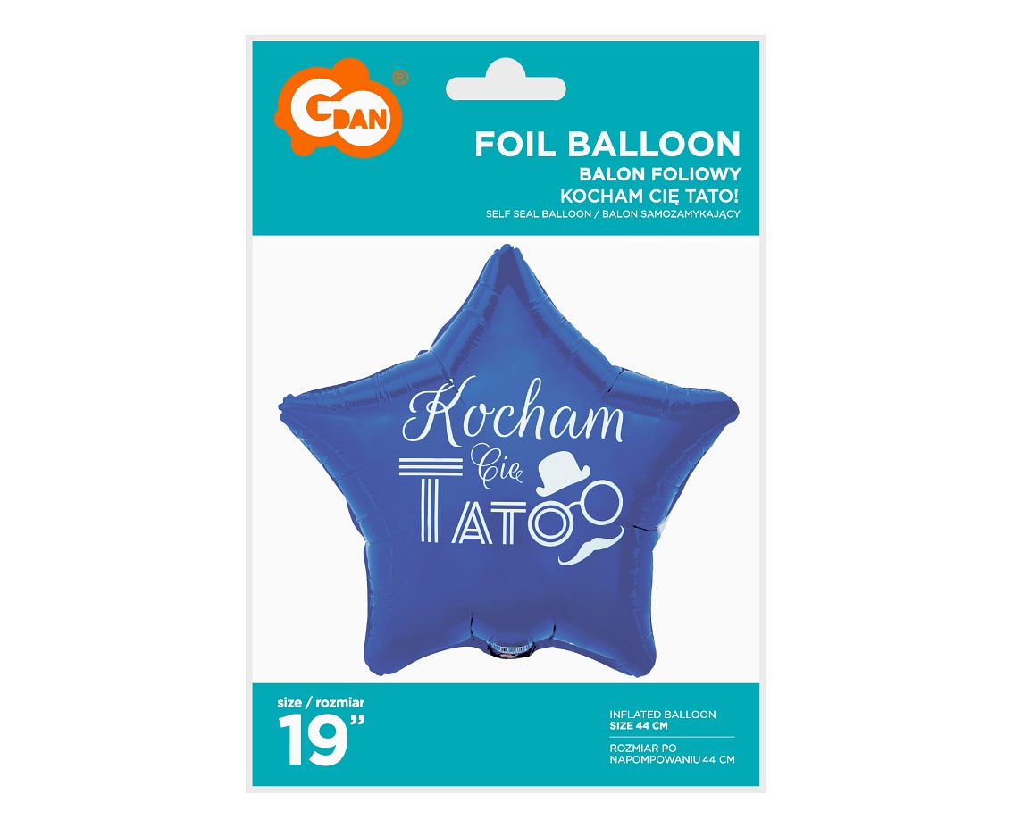 Balon foliowy Kocham Cię Tato (niebieski), 19"