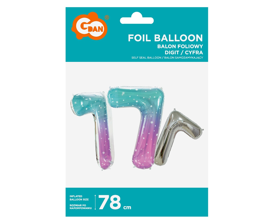 Balon foliowy Cyfra 7, Kosmos, 78 cm