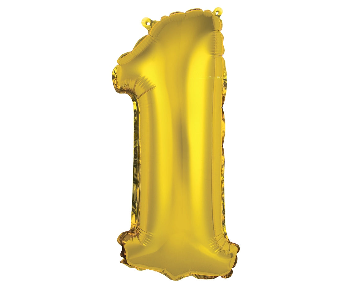 Balon foliowy Cyfra 1, złota, 35 cm