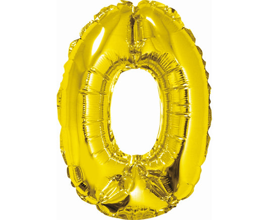 Balon foliowy Cyfra 0, złota, 35 cm