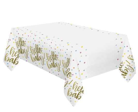 Uroczy obrus na Baby Shower z napisem "Hello Baby", 137x213 cm