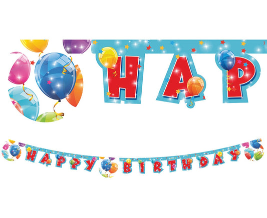 Banner Sparkling Balloons - Happy Birthday, 210cm