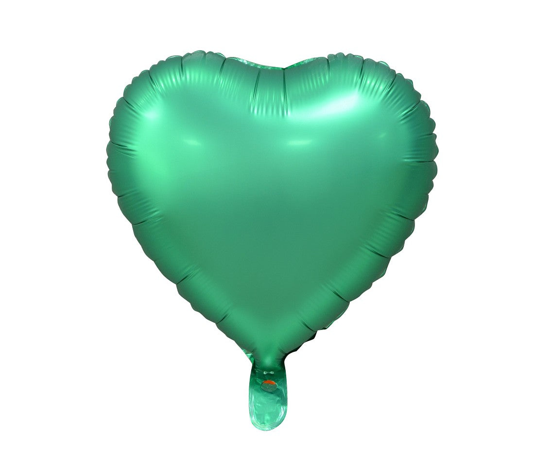 Balon foliowy SERCE, matowe, zielone, 18 cali