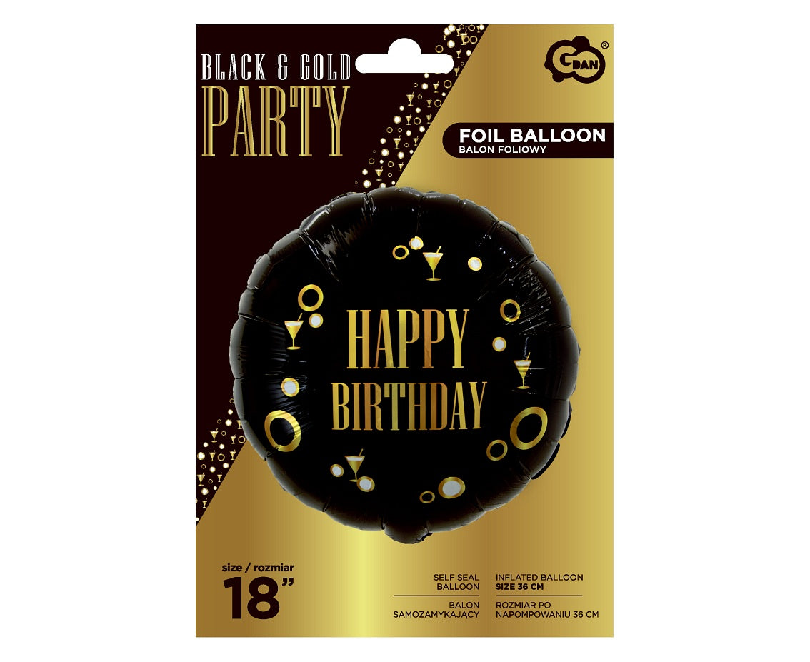 Balon foliowy Happy Birthday (B&G Party), 18 cali