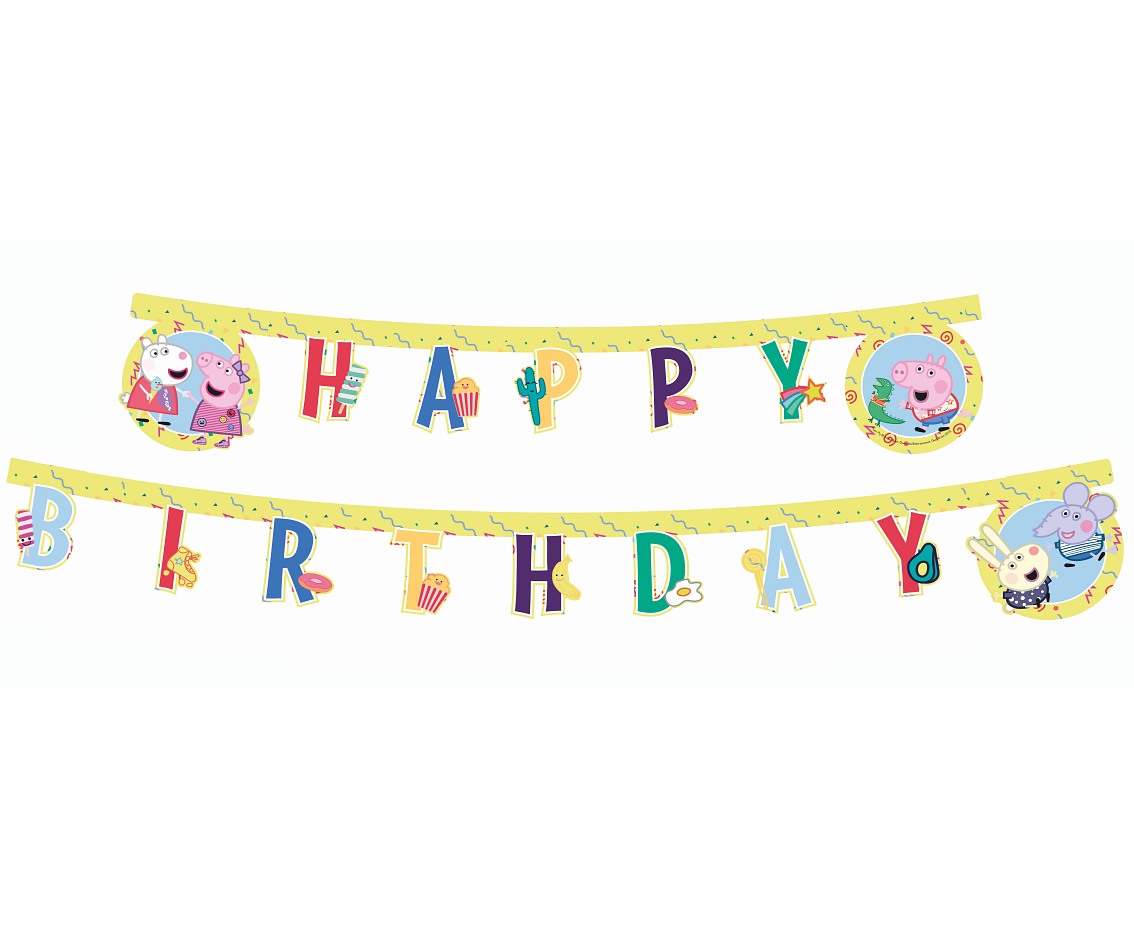 Banner urodzinowy Świnka Peppa - Happy Birthday, 230 cm