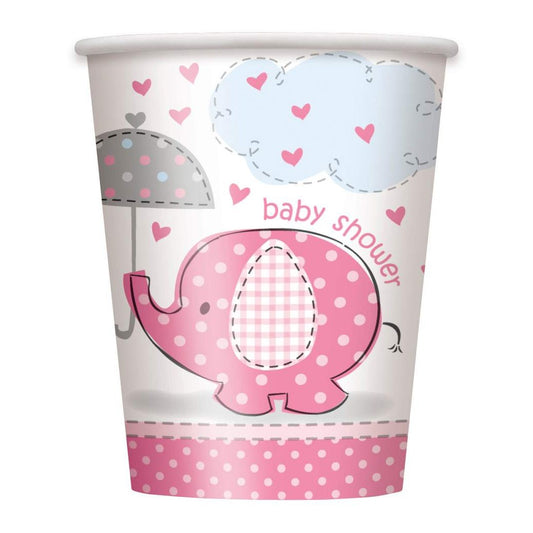 Kubeczki Papierowe Baby Shower - Słonik 270 ml, 8 szt