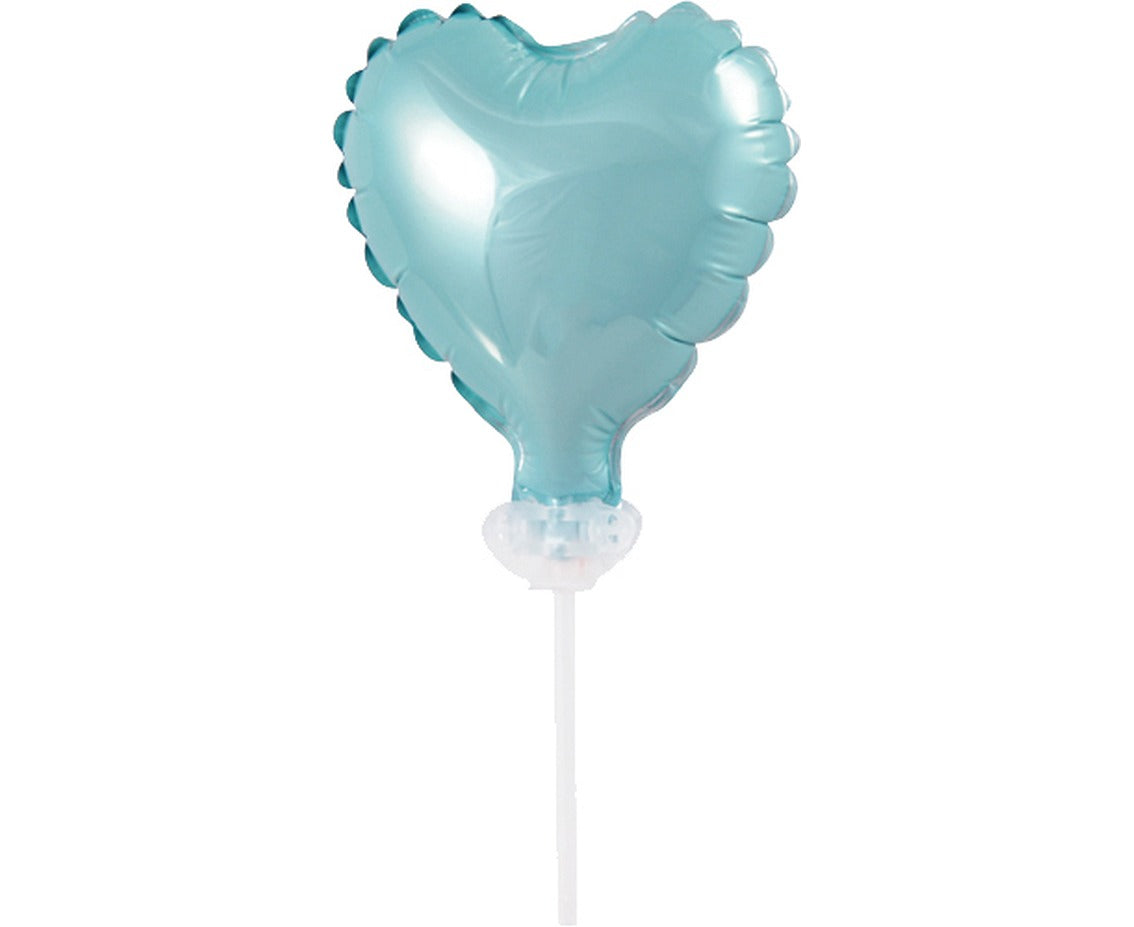 Balon foliowy 8 cm serce na patyczku, błękitne