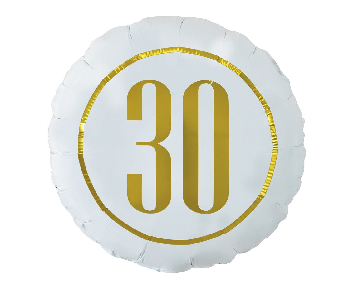 Balon foliowy Liczba 30 (biały), 18 cali