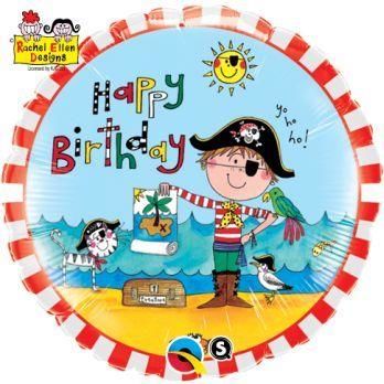 Balon foliowy 18" Happy Birthday (piraci) 1 szt