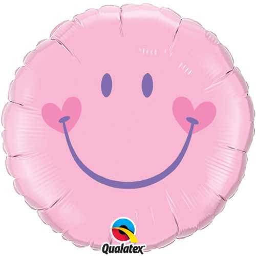 Balon foliowy 45cm uśmiechnięta twarz różowy 1szt